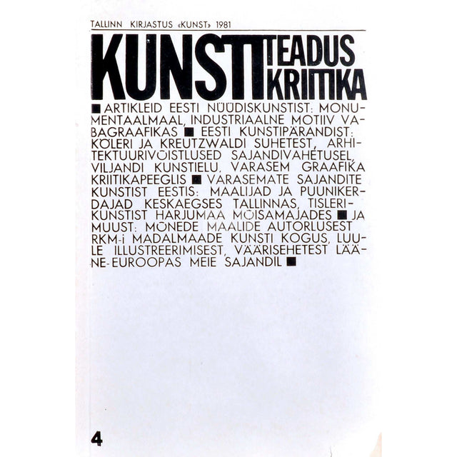 … - Kunstiteadus. Kunstikriitika 4. osa