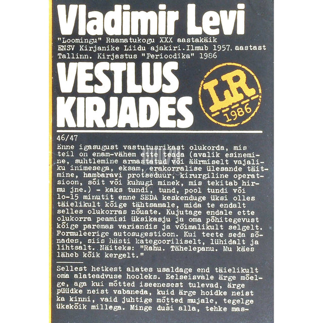 Vladimir Levi - Vestlus kirjades. Psühhohügieenilised mõtisklused