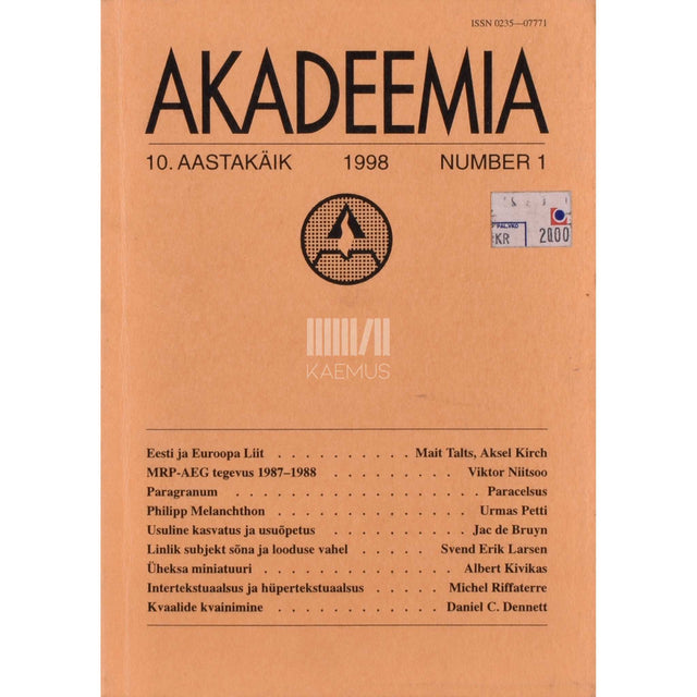 ... - Akadeemia 1/1998