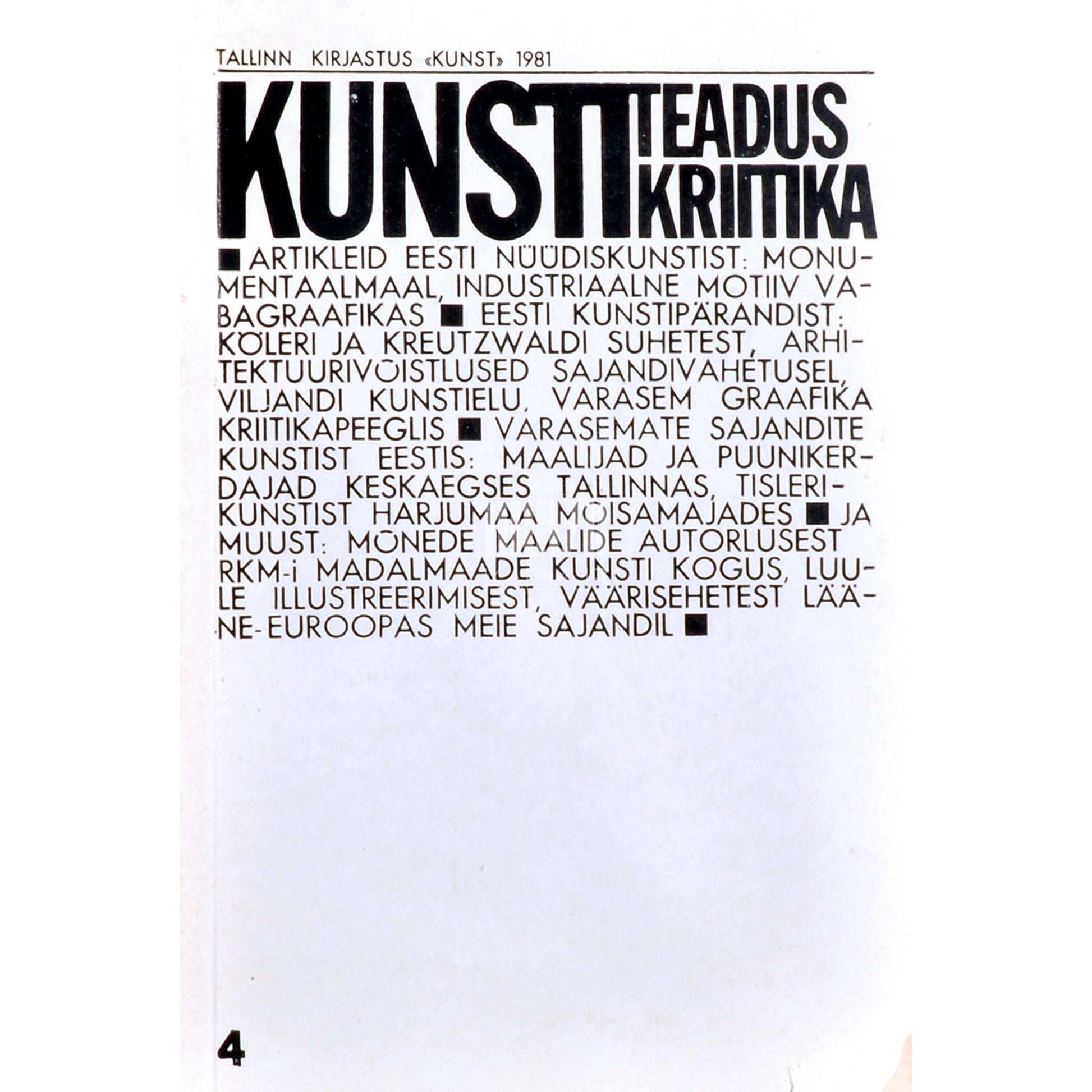 … - Kunstiteadus. Kunstikriitika 4. osa