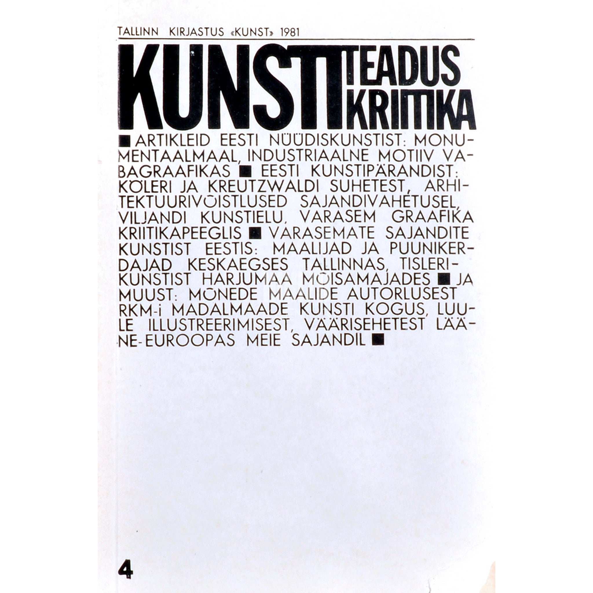 … Kunstiteadus. Kunstikriitika 4. osa