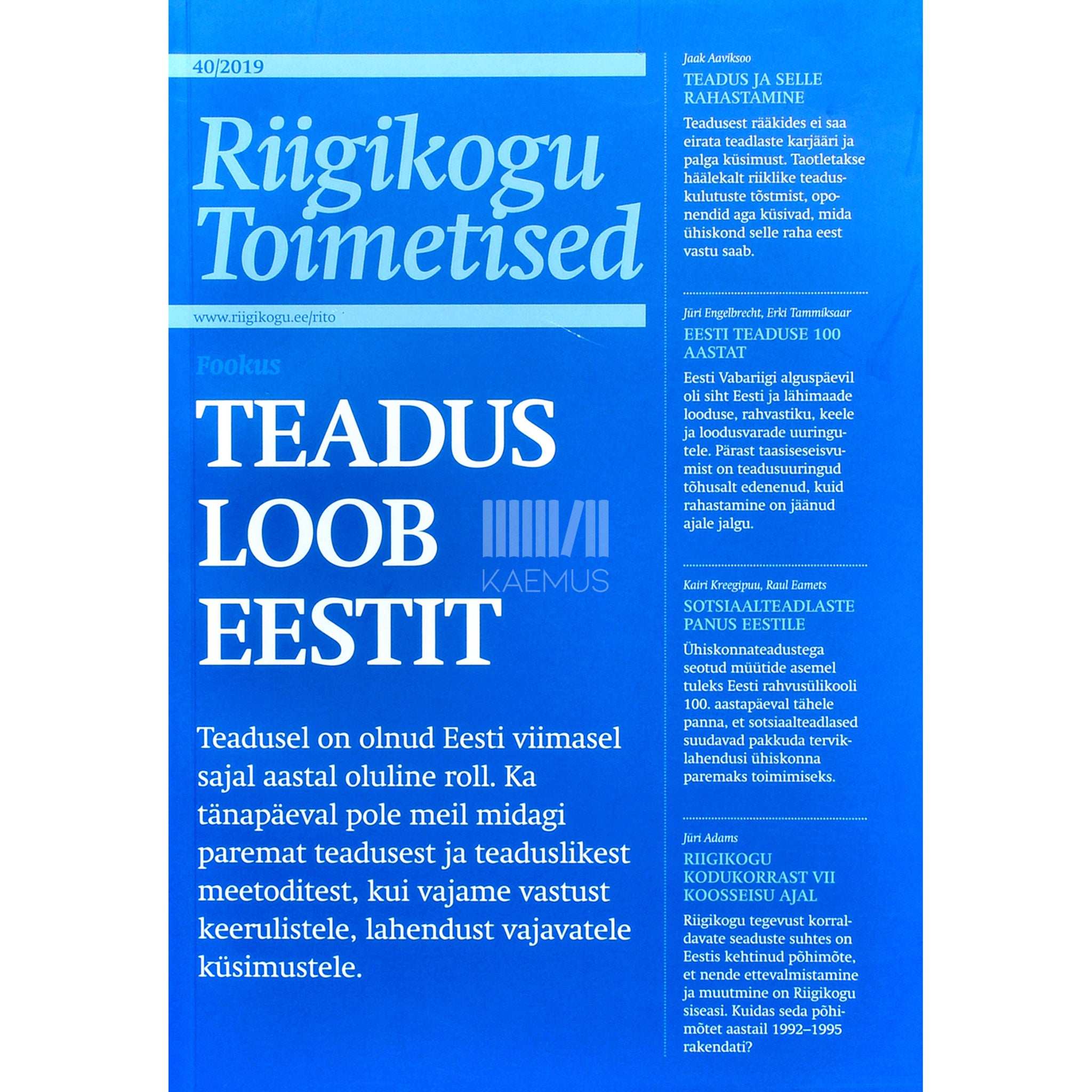 ... Riigikogu toimetised 40. osa