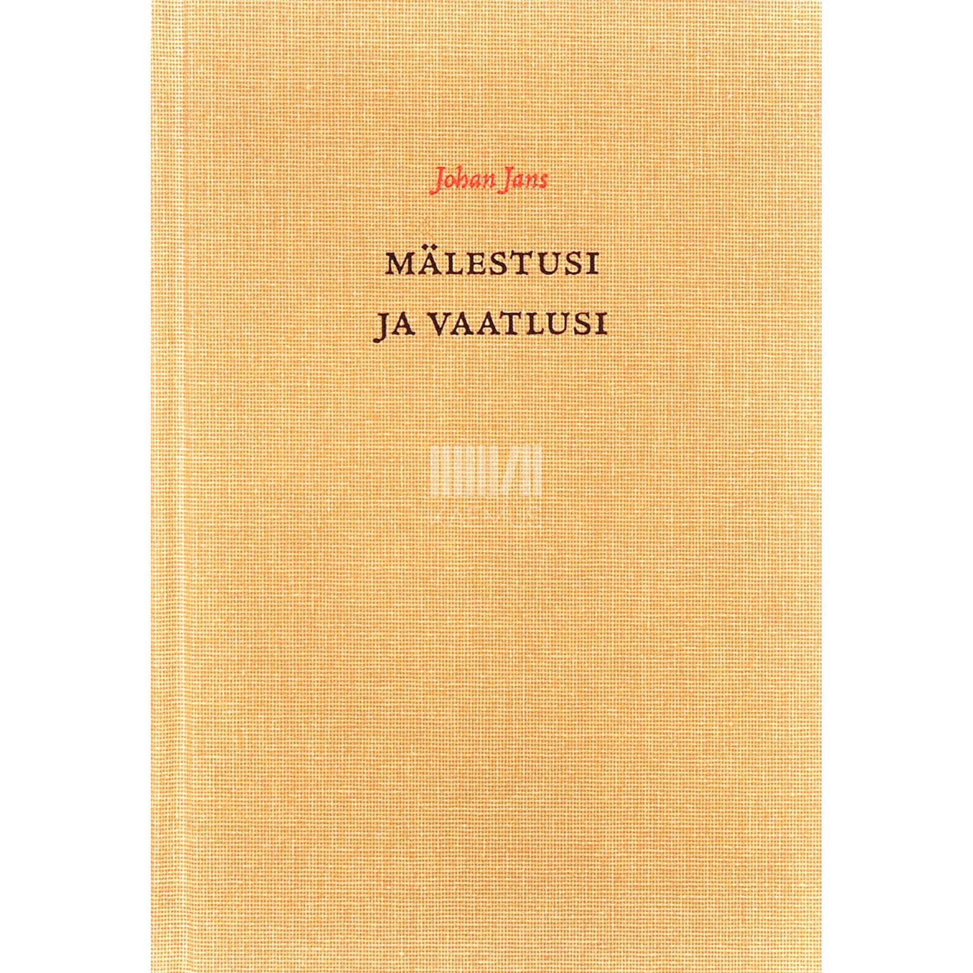 Johan Jans - Mälestusi ja vaatlusi