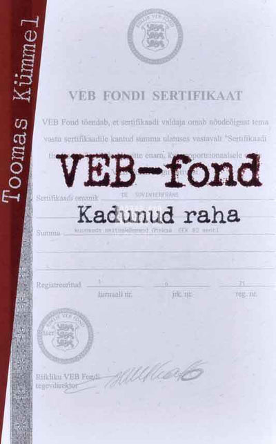 VEB-fond. Kadunud raha - Kaemus