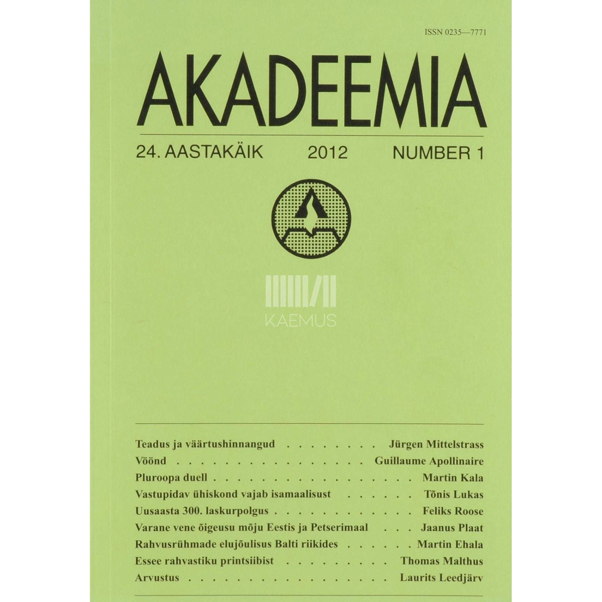 … - Akadeemia 1/2012