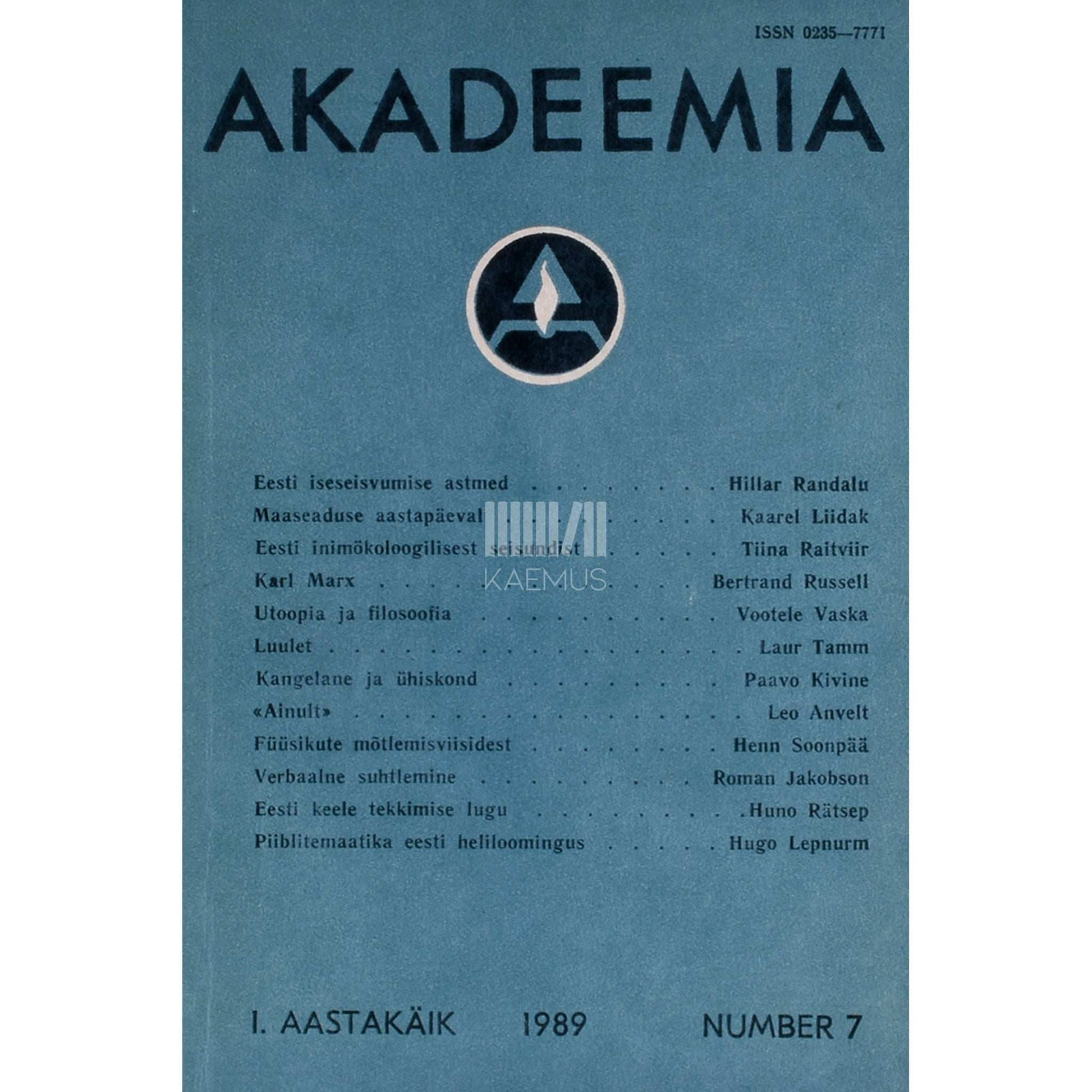 … - Akadeemia 7/1989
