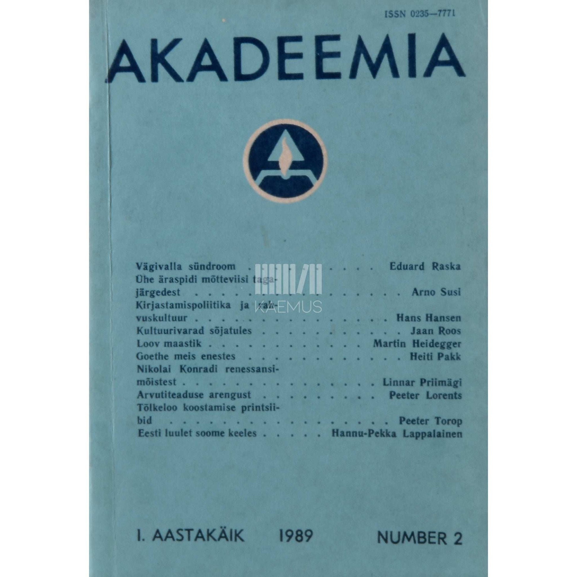… - Akadeemia 2/1989