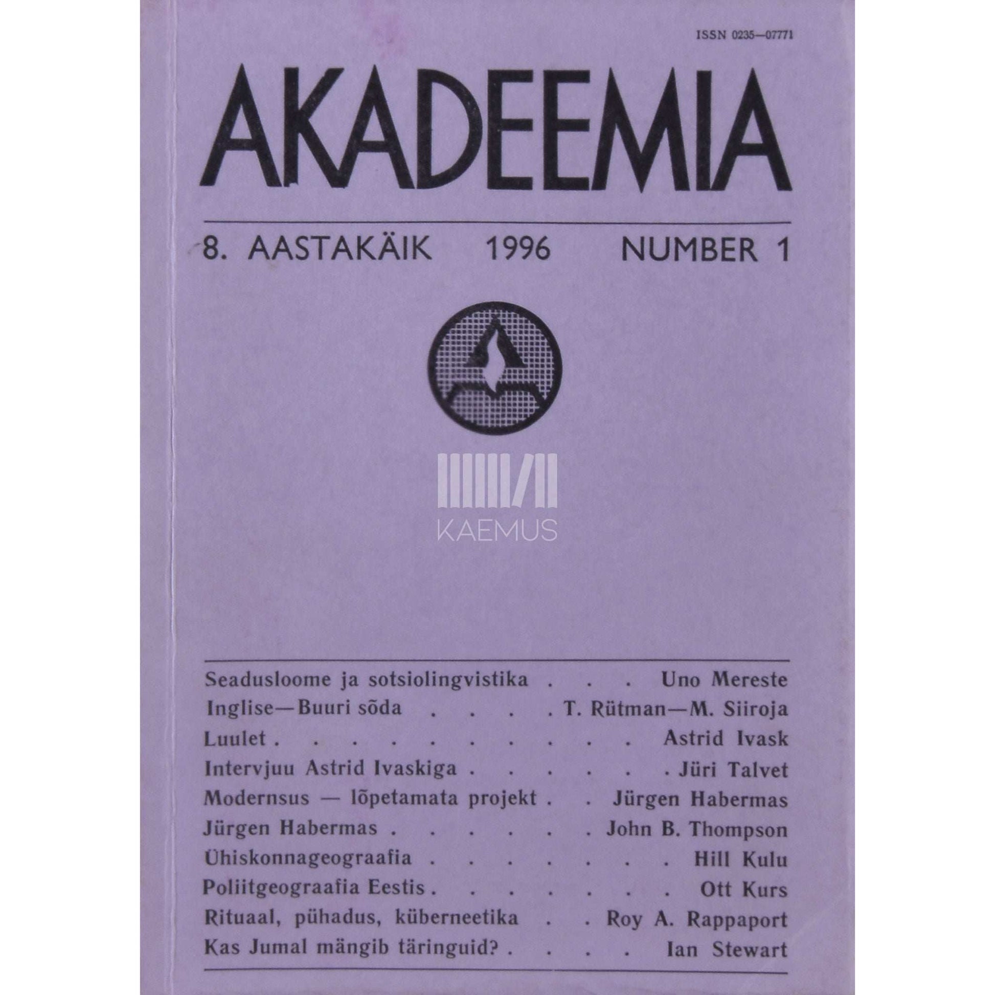 ... - Akadeemia 1/1996