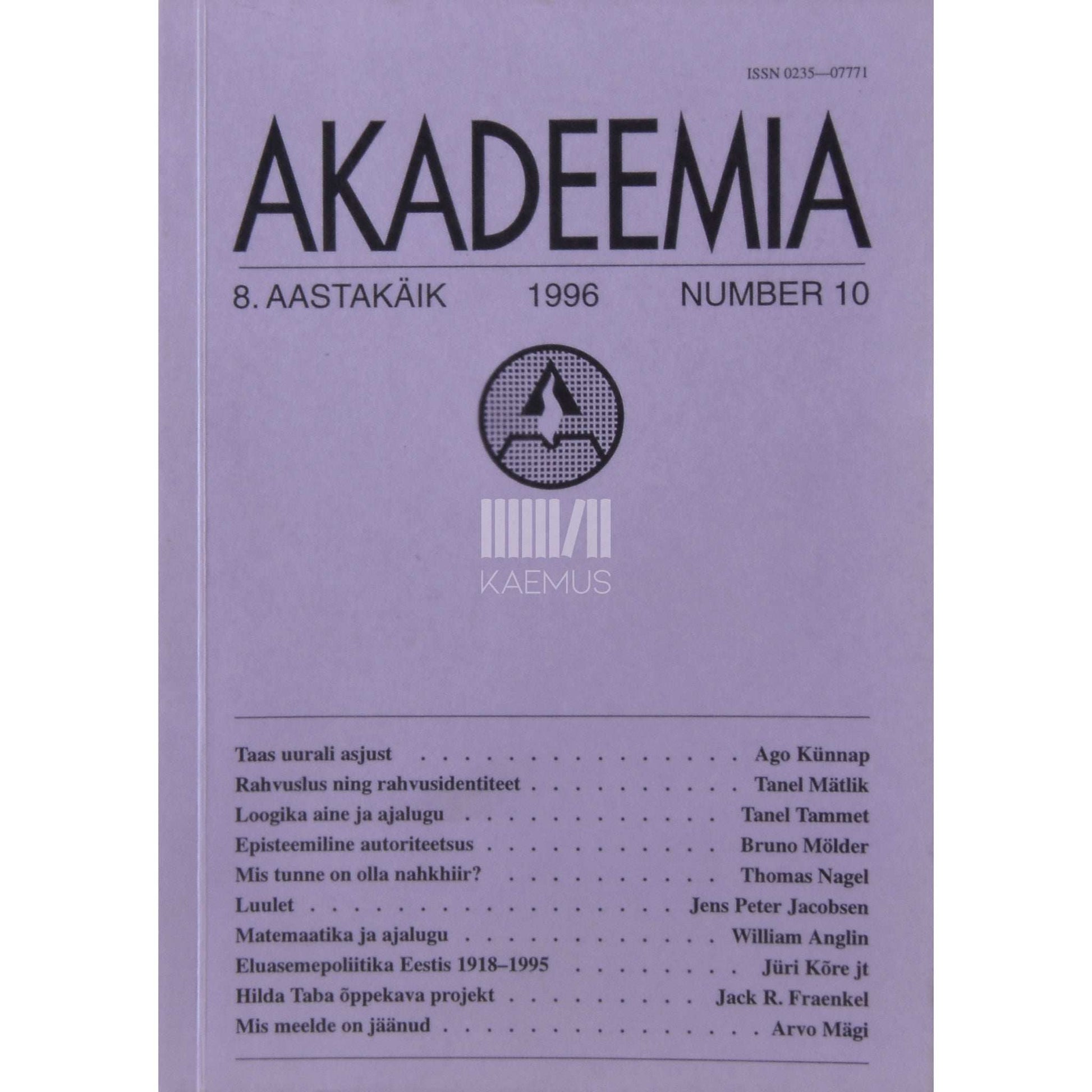 … - Akadeemia 10/1996