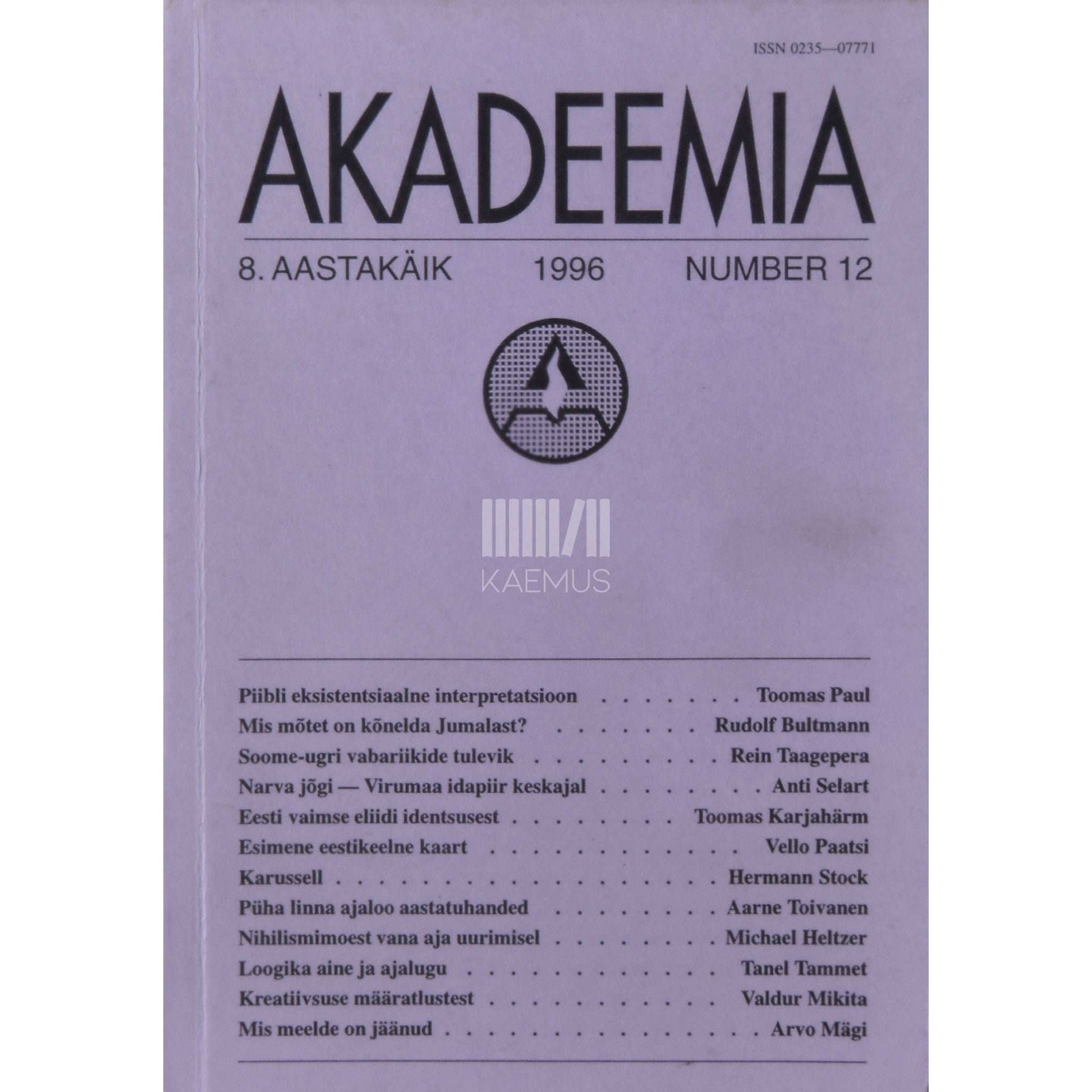 ... - Akadeemia 12/1996