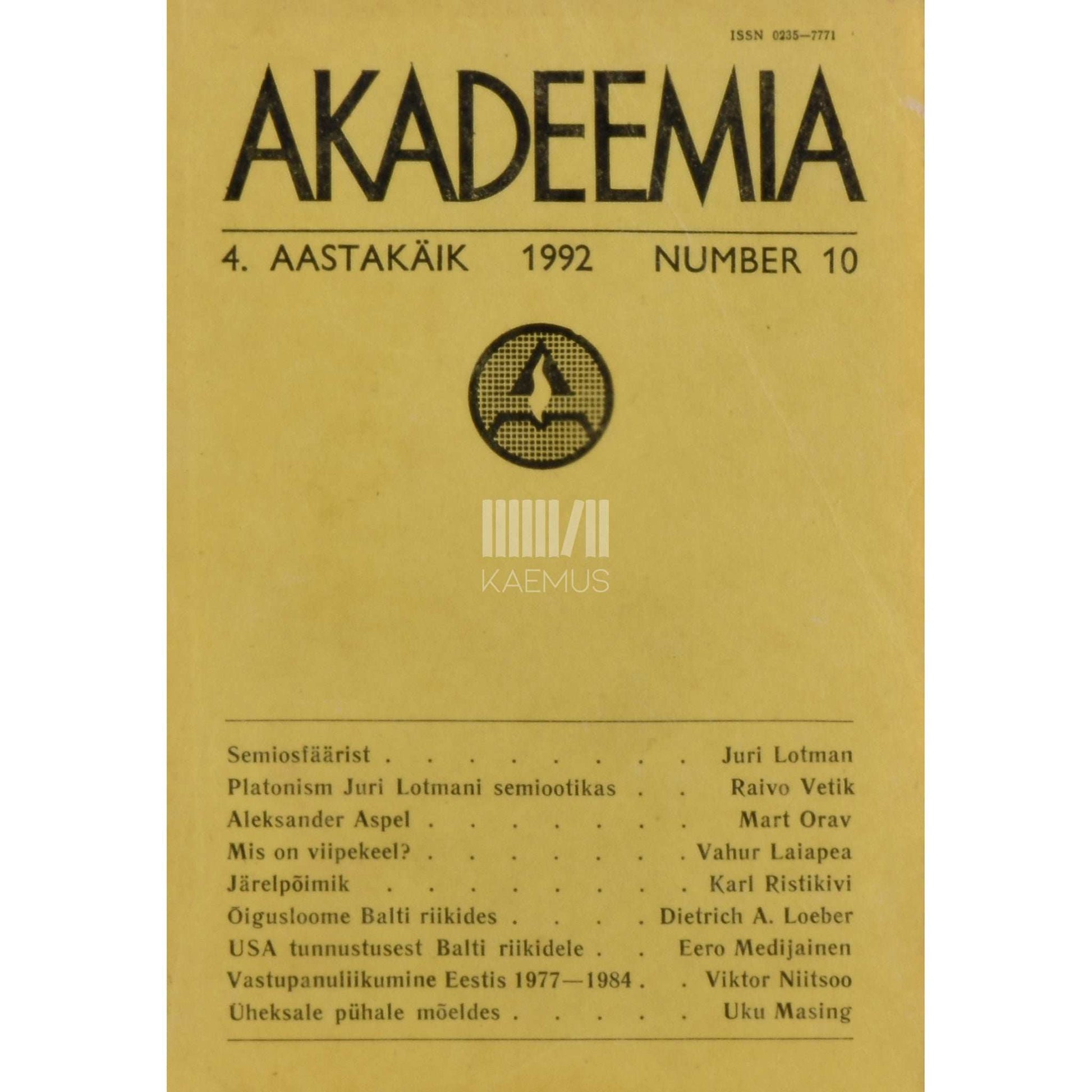… - Akadeemia 10/1992