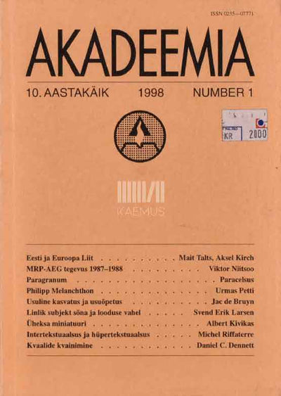 Akadeemia 1/1998 - Kaemus