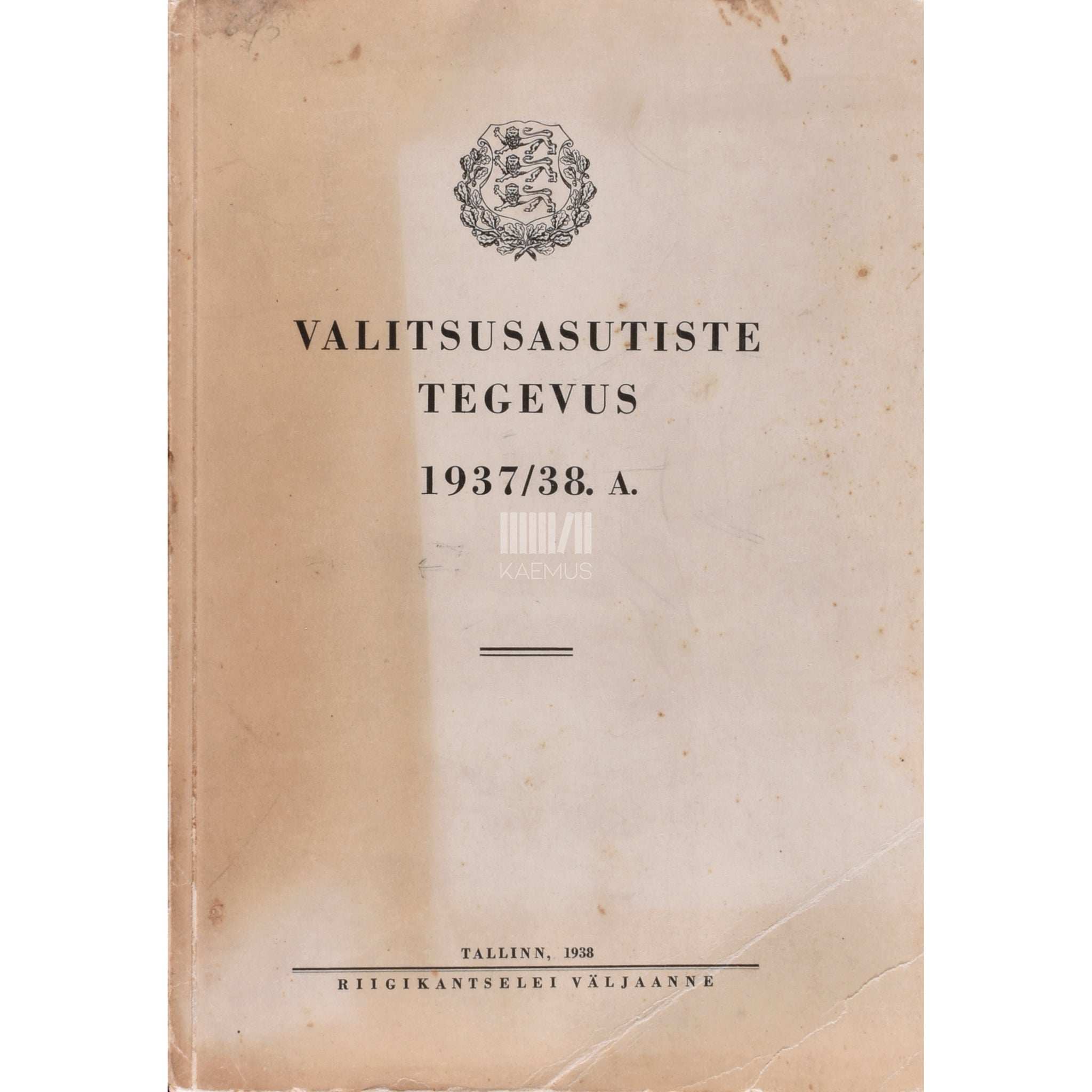 ... Valitsusasutiste tegevus 1937/38.a.