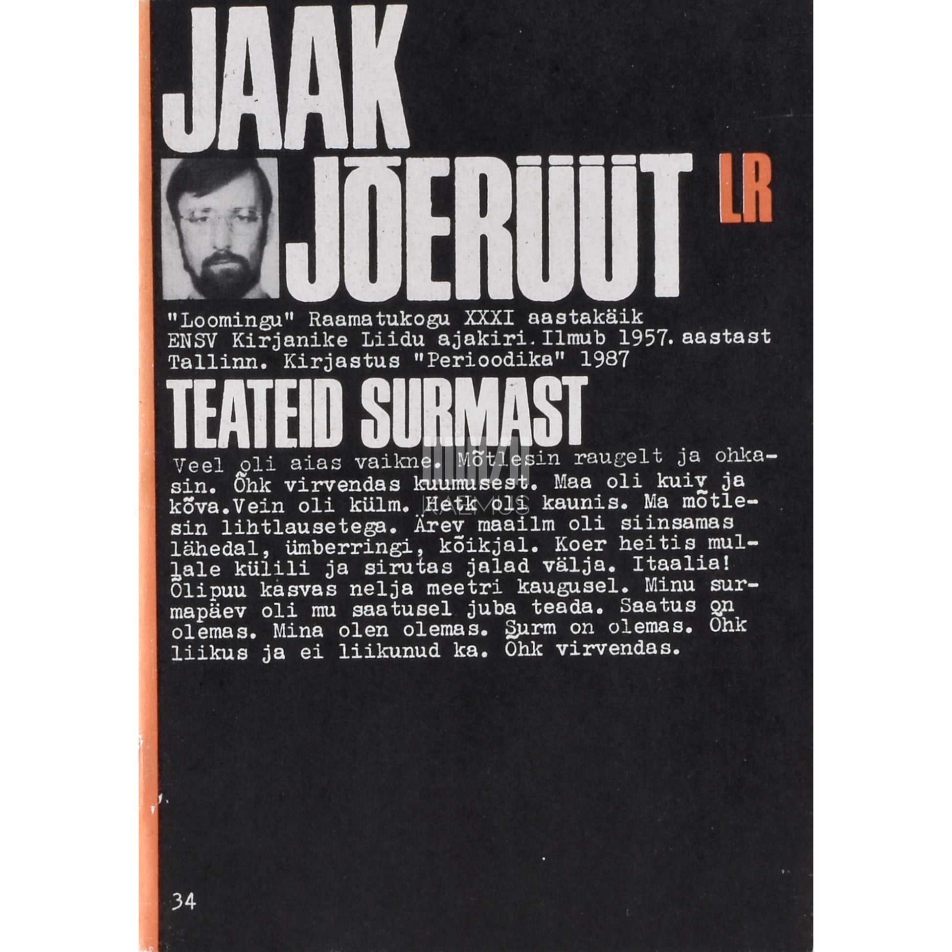Jaak Jõerüüt. Teateid surmast