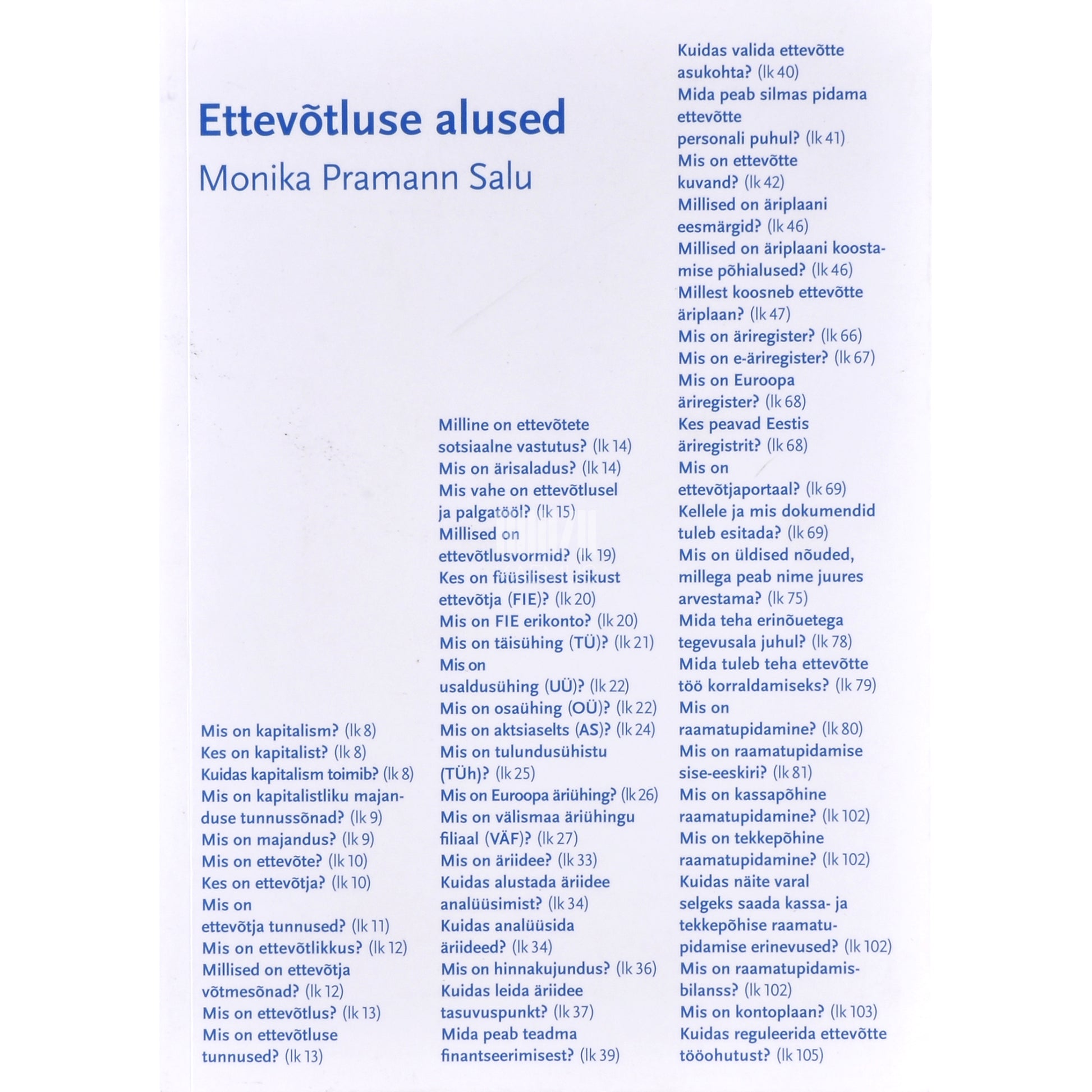 Monika Salu. Ettevõtluse alused. Käsiraamat